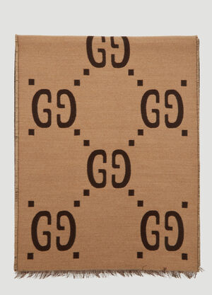 Gucci GG Logo Jacquard Scarf Brown guc0359004