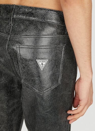 Guess USA Cracked Leather Pants Black gue0152012
