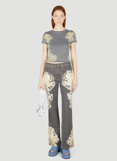 Guess USA Floral Printed Flared Jeans Grey gue0252014