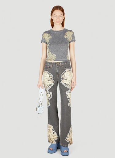 Floral Printed Flared Jeans Guess USA Floral Printed Flared Jeans Grey gue0252014