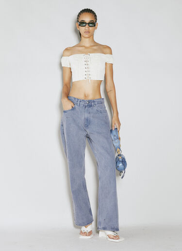 Guess USA Lace Corset Crop Top White gue0254011