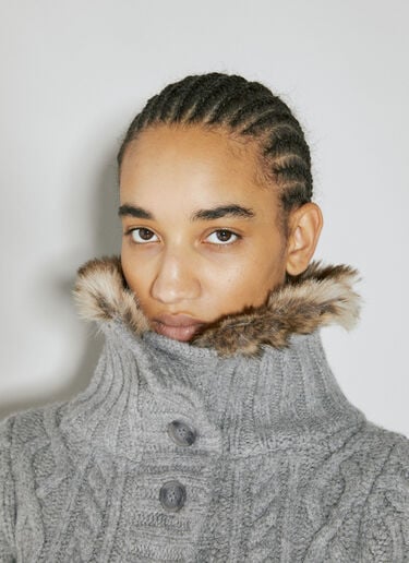 Faux Fur Cable Sweater Guess USA Faux Fur Cable Sweater Grey gue0254013