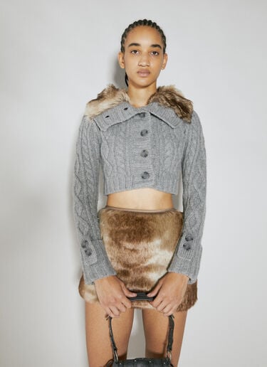 Faux Fur Cable Sweater Guess USA Faux Fur Cable Sweater Grey gue0254013