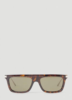 Gucci Tortoiseshell Rectangular Sunglasses Brown gus0154002