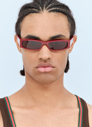 Gucci 矩形框太阳镜 酒红色 gus0158004