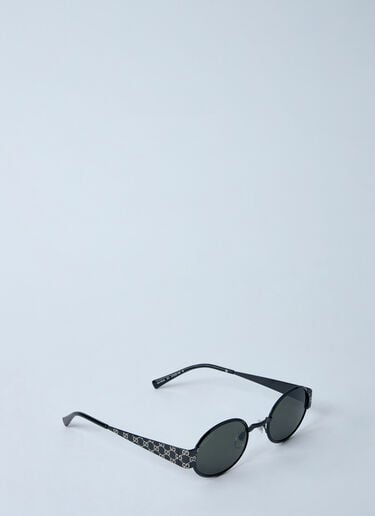 Gucci 모노그램 금속 타원형 선글라스  블랙 gus0159083