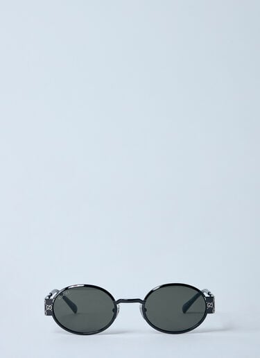 Gucci 모노그램 금속 타원형 선글라스  블랙 gus0159083