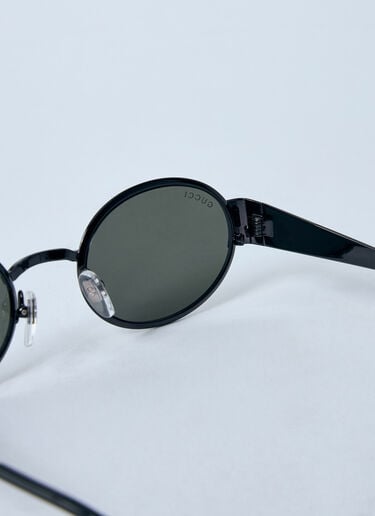 Gucci 모노그램 금속 타원형 선글라스  블랙 gus0159083