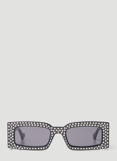 Crystal Embellished Rectangular Sunglasses Gucci Crystal Embellished Rectangular Sunglasses Black gus0254010