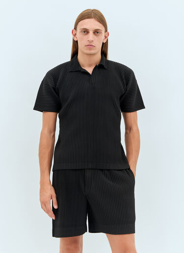 Pleated Polo Top Homme Plissé Issey Miyake Pleated Polo Top Black hmp0158008
