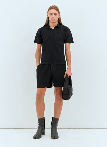 Pleated Polo Top Homme Plissé Issey Miyake Pleated Polo Top Black hmp0158008
