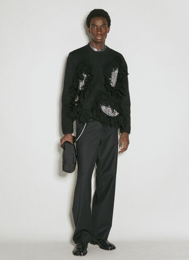 Cut-Out Wool Sweater With Tassle Edge Comme des Garçons Homme Plus Cut-Out Wool Sweater With Tassle Edge Black hpl0154010
