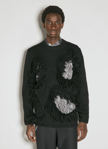 Cut-Out Wool Sweater With Tassle Edge Comme des Garçons Homme Plus Cut-Out Wool Sweater With Tassle Edge Black hpl0154010