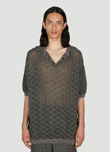 Basket Weave Polo Shirt Isa Boulder Basket Weave Polo Shirt Grey isa0151003