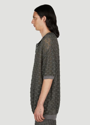 Basket Weave Polo Shirt Isa Boulder Basket Weave Polo Shirt Grey isa0151003
