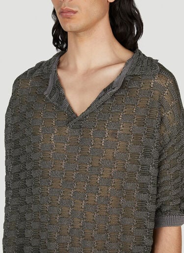 Basket Weave Polo Shirt Isa Boulder Basket Weave Polo Shirt Grey isa0151003