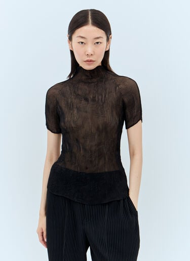 雪纺扭褶上衣 Issey Miyake 雪纺扭褶上衣 黑色 ism0257005