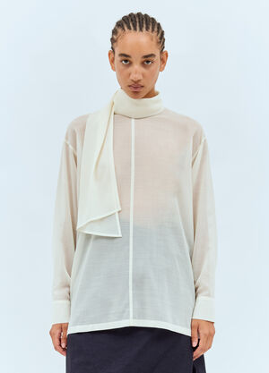 Issey Miyake 숄 디테일 시어 셔츠 오프 화이트 ism0258003