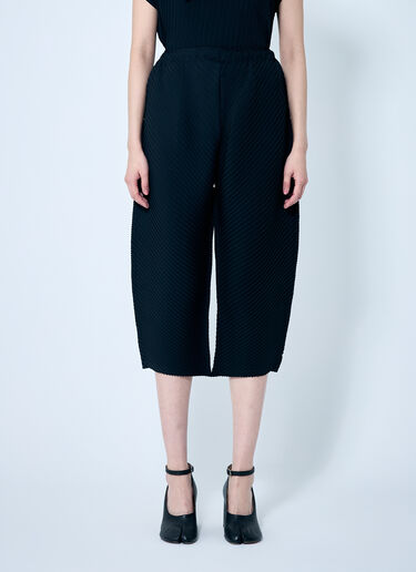 Issey Miyake 비거 플리츠 솔리드 팬츠 블랙 ism0259002