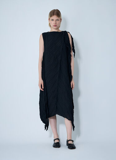 Issey Miyake 皱褶扭纹连衣裙  黑色 ism0261002