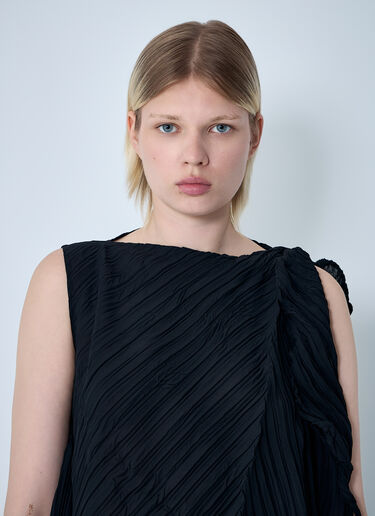 Issey Miyake 皱褶扭纹连衣裙  黑色 ism0261002