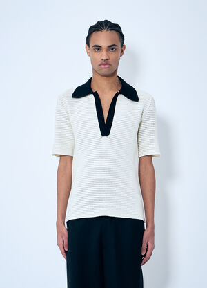 Jil Sander Open-Knit Polo Shirt Black jil0159003