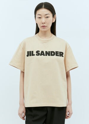 Jil Sander 로고 프린트 티셔츠 베이지 jil0256001