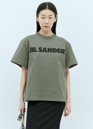 Jil Sander 로고 프린트 티셔츠 그린 jil0256002