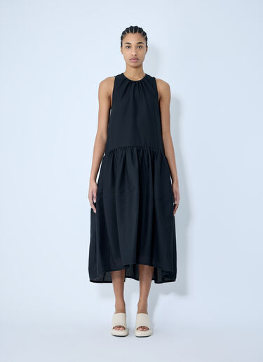 Jil Sander ギャザー・ウールマキシワンピース  ブラック jil0259005