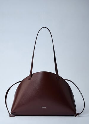 Jil Sander Curve レザー製ショルダーバッグ。  ブラウン jil0259015