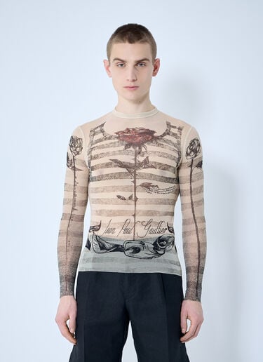 Jean Paul Gaultier Mesh Long Sleeve Top Ecru jpg0160001
