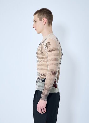 Jean Paul Gaultier Mesh Long Sleeve Top Ecru jpg0160001