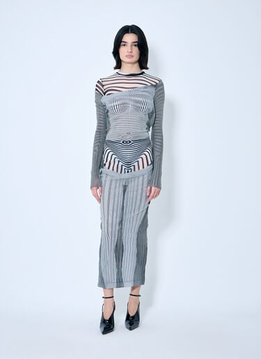 Jean Paul Gaultier ダブルレイヤー メッシュボディスーツ ホワイト jpg0259003