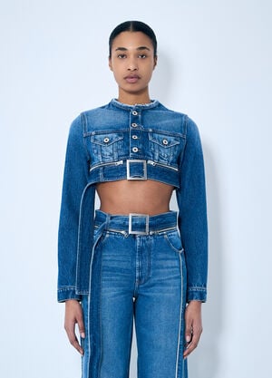 Jean Paul Gaultier Crop Denim Jacket With Zip-Belt Blue jpg0259006