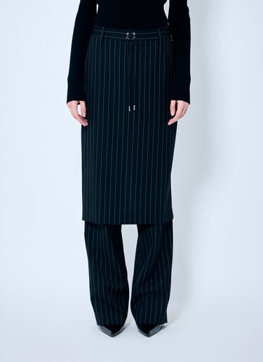 Jean Paul Gaultier Pinstriped Tailored Pants With Skirt Overlay Black jpg0259009