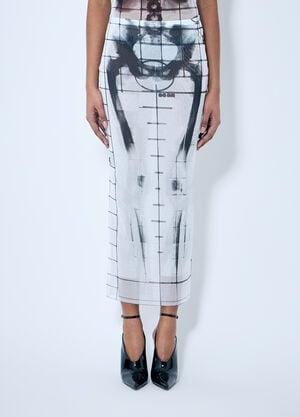 Jean Paul Gaultier スケルター メッシュ ミディスカート  ブルー jpg0259018