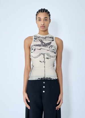 Jean Paul Gaultier Mesh Tank Top Ecru jpg0260002
