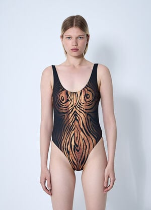 Jean Paul Gaultier Wood Print Swimsuit Black jpg0261013