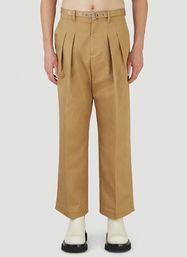 Belted Pleated Crop Pants JW Anderson Belted Pleated Crop Pants Beige jwa0146014
