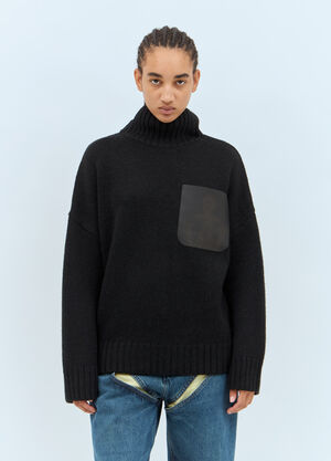 JW Anderson Leather Patch Pocket Sweater Black jwa0257011