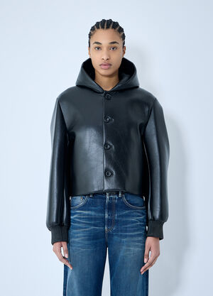 JW Anderson Crop Leather Hooded Jacket Black jwa0259004