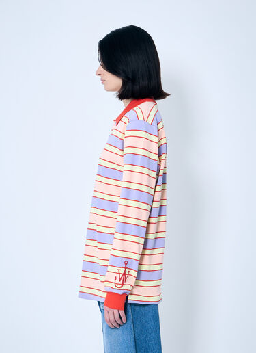 Striped Polo Shirt With Contrast Trims JW Anderson Striped Polo Shirt With Contrast Trims Purple jwa0259006