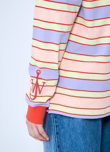 JW Anderson Striped Polo Shirt With Contrast Trims Purple jwa0259006