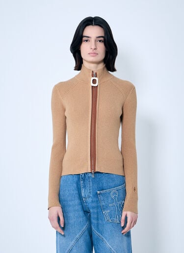 Fitted Zip-Up Cardigan JW Anderson Fitted Zip-Up Cardigan Beige jwa0259007