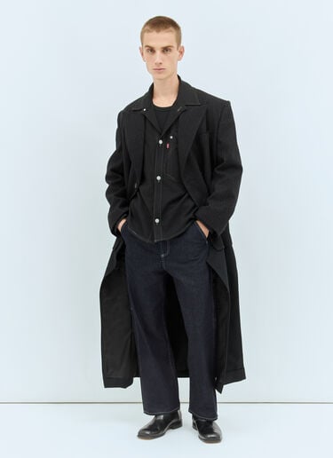 Topstitched Wool-Blend Jacket Junya Watanabe Topstitched Wool-Blend Jacket Black jwn0158003