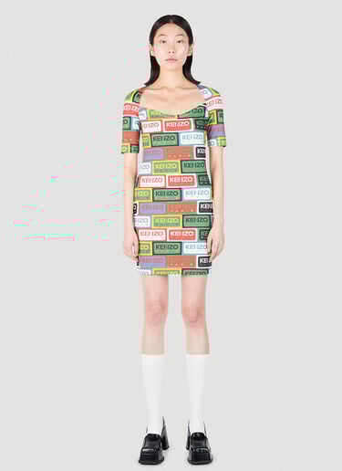 Kenzo 라벨 바디콘 미디 드레스 그린 knz0252006