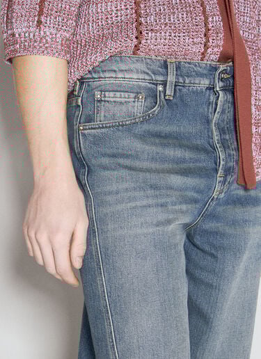 Lanvin 扭褶宽松牛仔裤  蓝色 lnv0155006