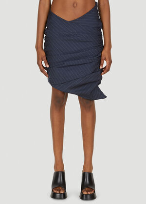 Lourdes Ruched Pinstripe Skirt Blue lou0249010