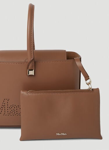 Max Mara 천공된 로고 쇼핑 핸드백 브라운 max0251028