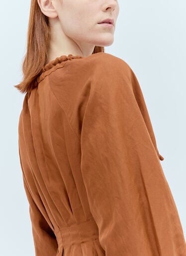 Max Mara 리넨 & 실크 미디 원피스 브라운 max0256011